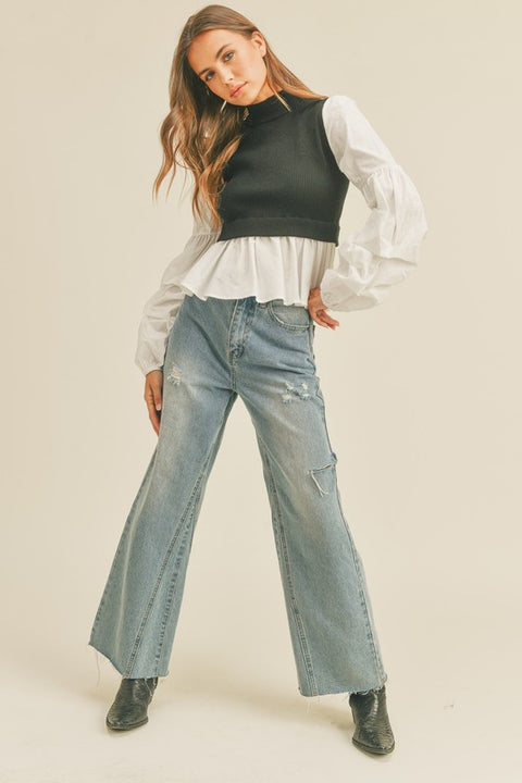 Rose Shirt Sleeve Sweater