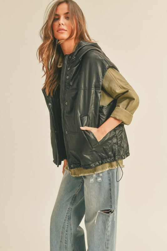 Orion Faux Leather Puffer Vest