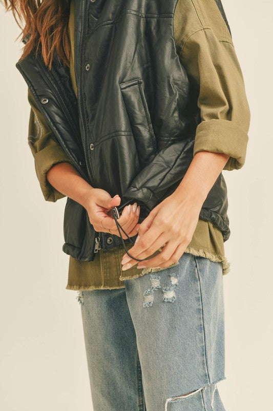 Orion Faux Leather Puffer Vest
