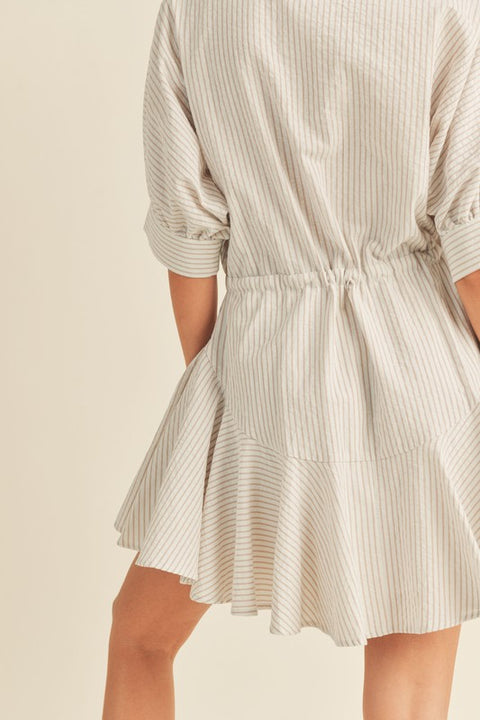 Astrid Taupe Stripe Dress