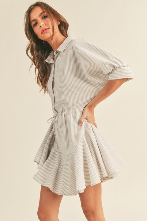 Astrid Taupe Stripe Dress