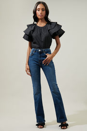 Romie Ruffle Sleeve Poplin Top