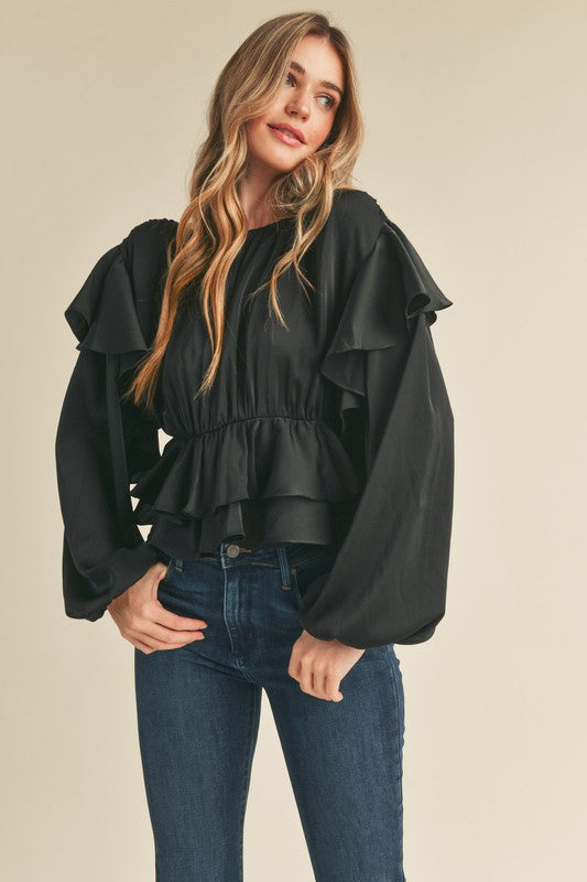 Taiga Ruffle Peplum Top