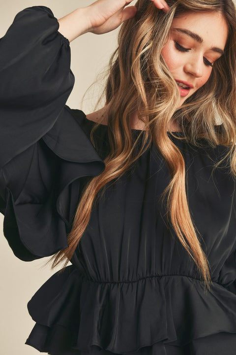 Taiga Ruffle Peplum Top
