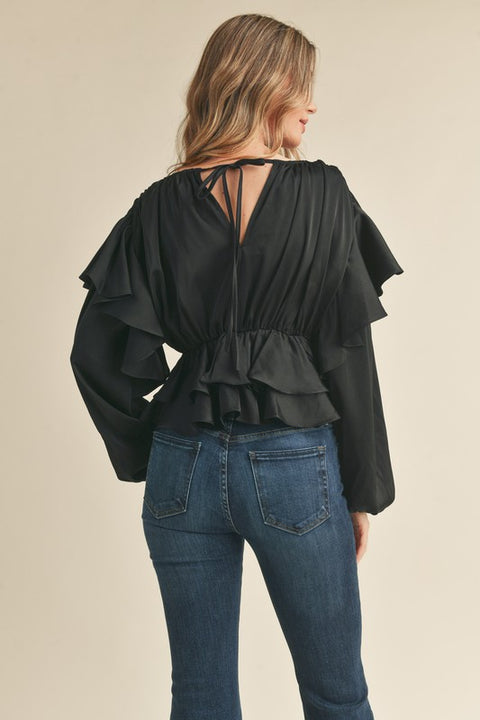 Taiga Ruffle Peplum Top