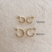 Bezel CZ C- Hoop Earrings: 12mm