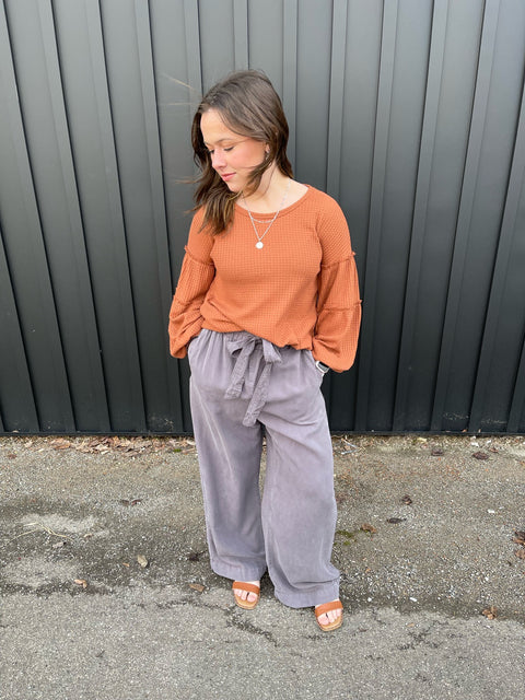 Elina Waffle Cut Long Sleeve