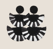 Black and White Raffia Statement Earrings