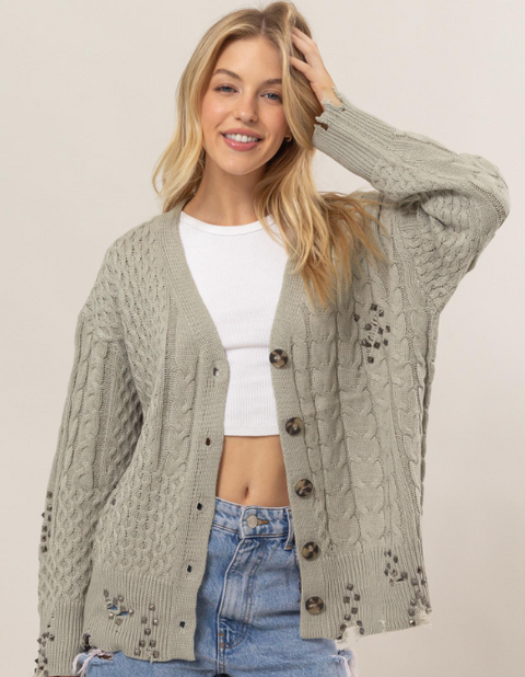 Paula Distressed Cardi