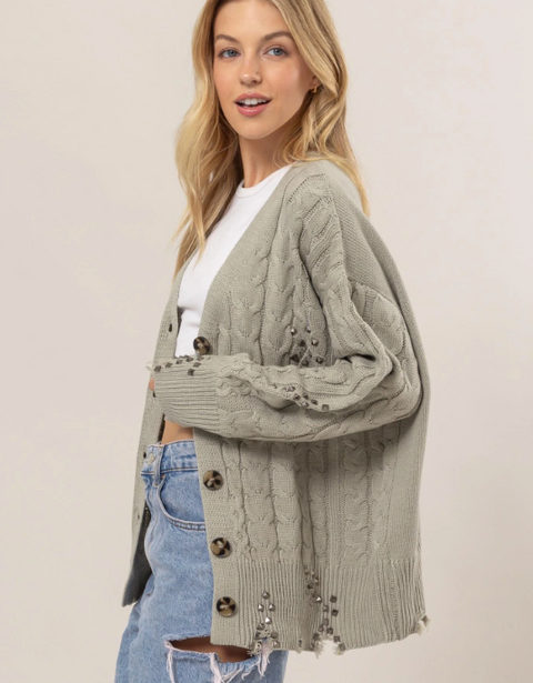 Paula Distressed Cardi