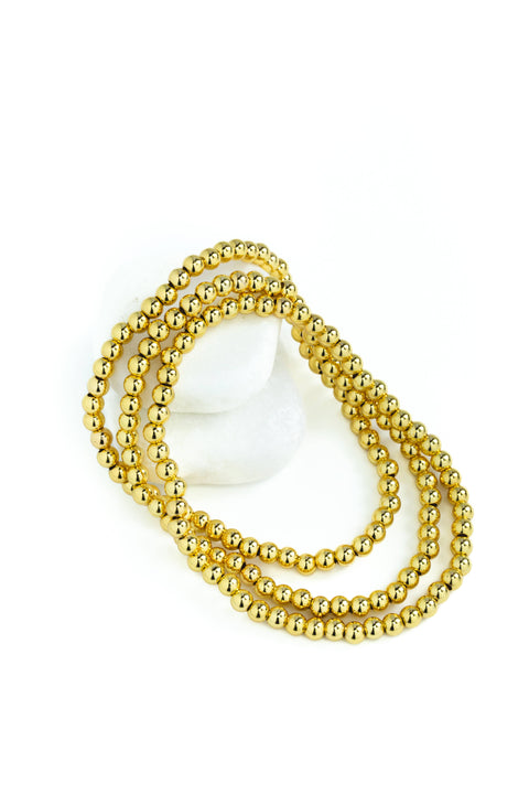 Bead Stretch Bracelets: Gold 4mm