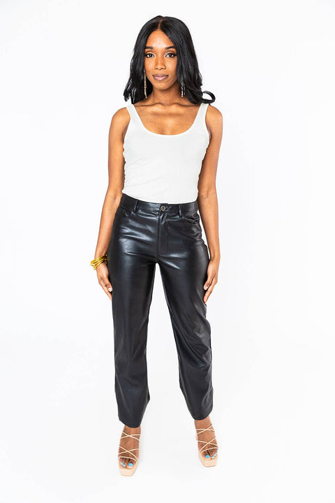 Gomez Vegan Leather High Waisted Ankle Pant