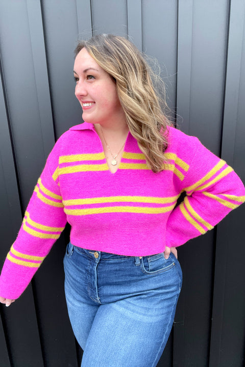 Tessa Striped Collared Sweater