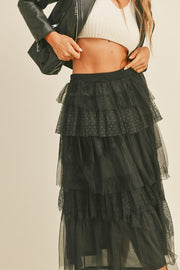 Annie Tiered Lace Midi skirt