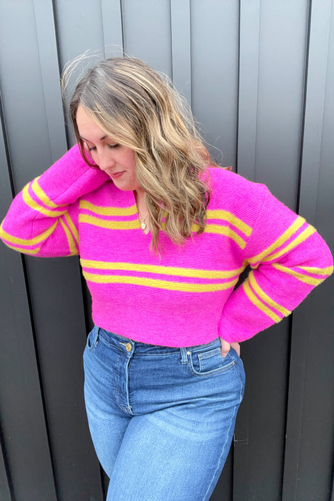 Tessa Striped Collared Sweater