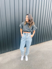 Hailey Paperbag Denim Joggers