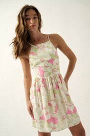 Lexi Floral Straight Neck Crisscross Mini