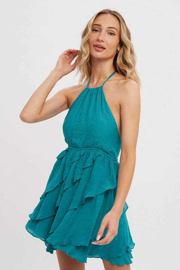 Ellie Halter Ruffled Mini Dress