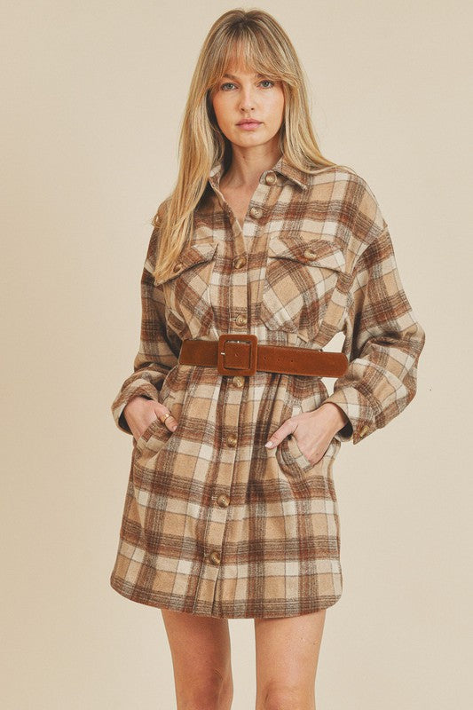 Kyler Plaid Shirt Dress