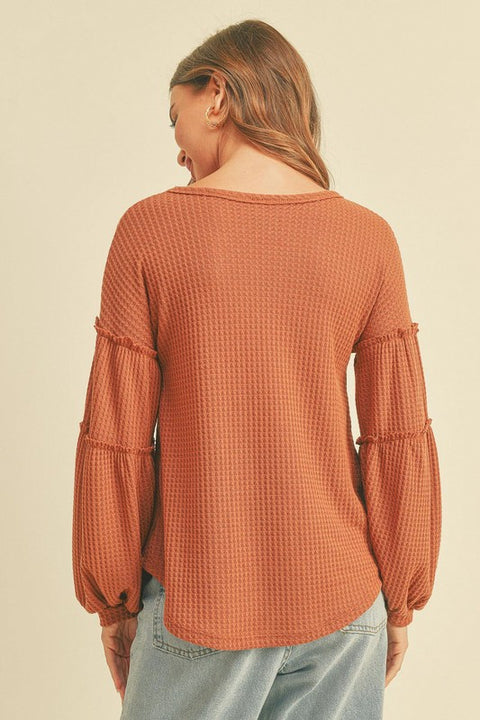 Elina Waffle Cut Long Sleeve