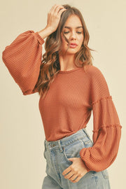 Elina Waffle Cut Long Sleeve