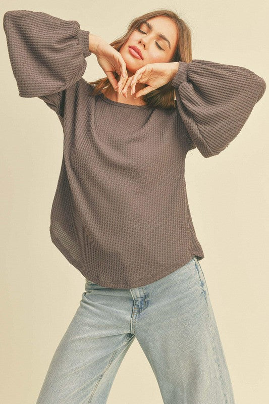 Elina Waffle Cut Long Sleeve