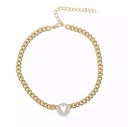 Pave Heart Chain Necklace