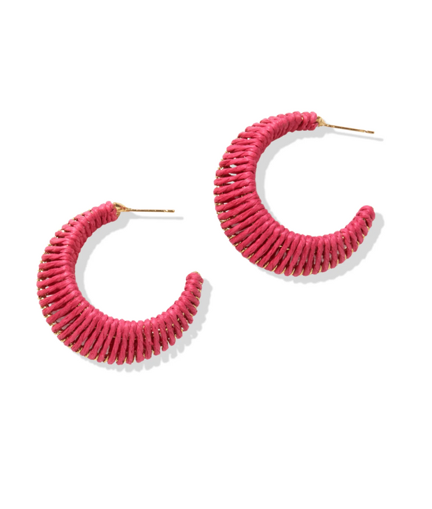 Raffia Wrapped Hoop Earrings