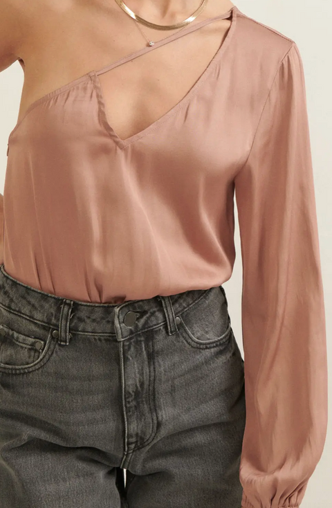 Elena Asymmetric Satin Bodysuit