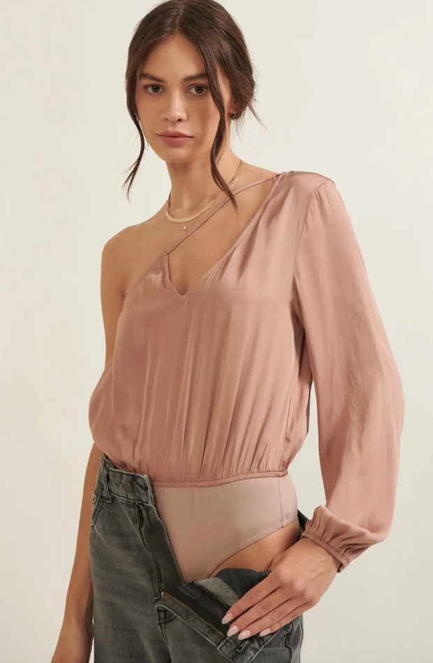 Elena Asymmetric Satin Bodysuit