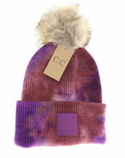 Tie Dye Fur Pom C.C Beanie