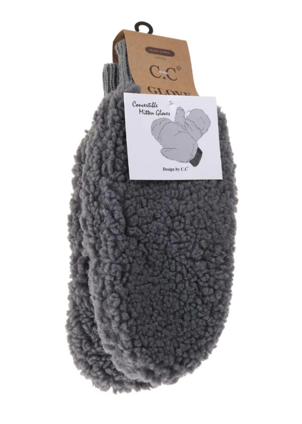 Fuzzy Lined Sherpa Convertible C.C Mitten