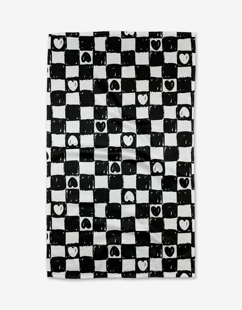 Geometry - Checkered Hearts Tea Towel