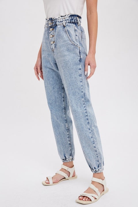 Hailey Paperbag Denim Joggers