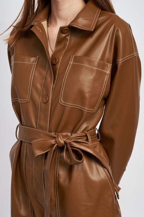 Regan Vegan Leather Romper