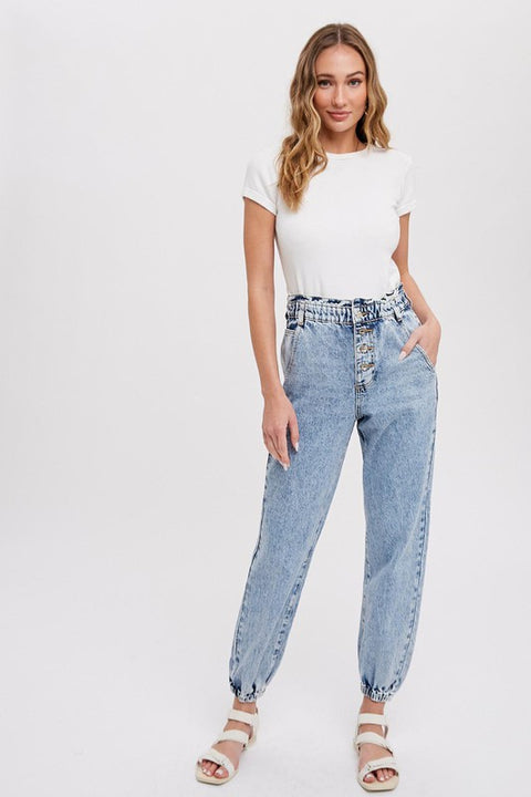 Hailey Paperbag Denim Joggers