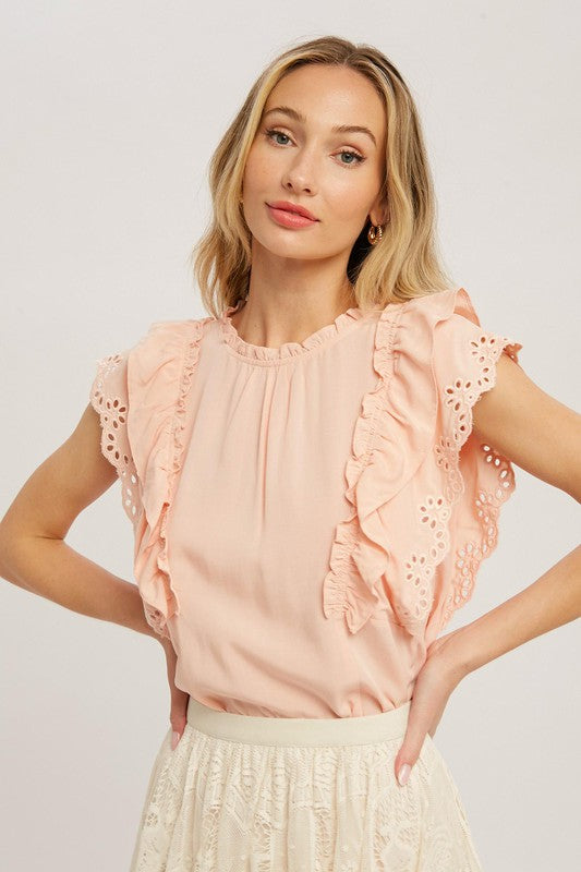 Lea Ruffled Eyelet Blouse