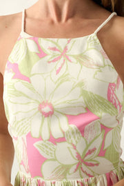 Lexi Floral Straight Neck Crisscross Mini